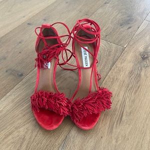 Steve Madden heel Sandals with tie up fringes